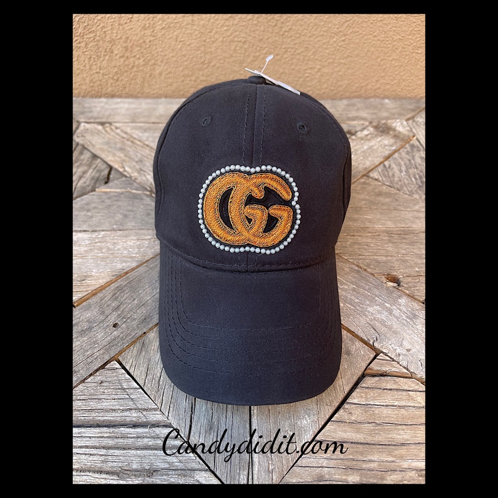 NWT Candy Did It! Handmade Designer Look Double G Mini Pearl Couture Ball Cap